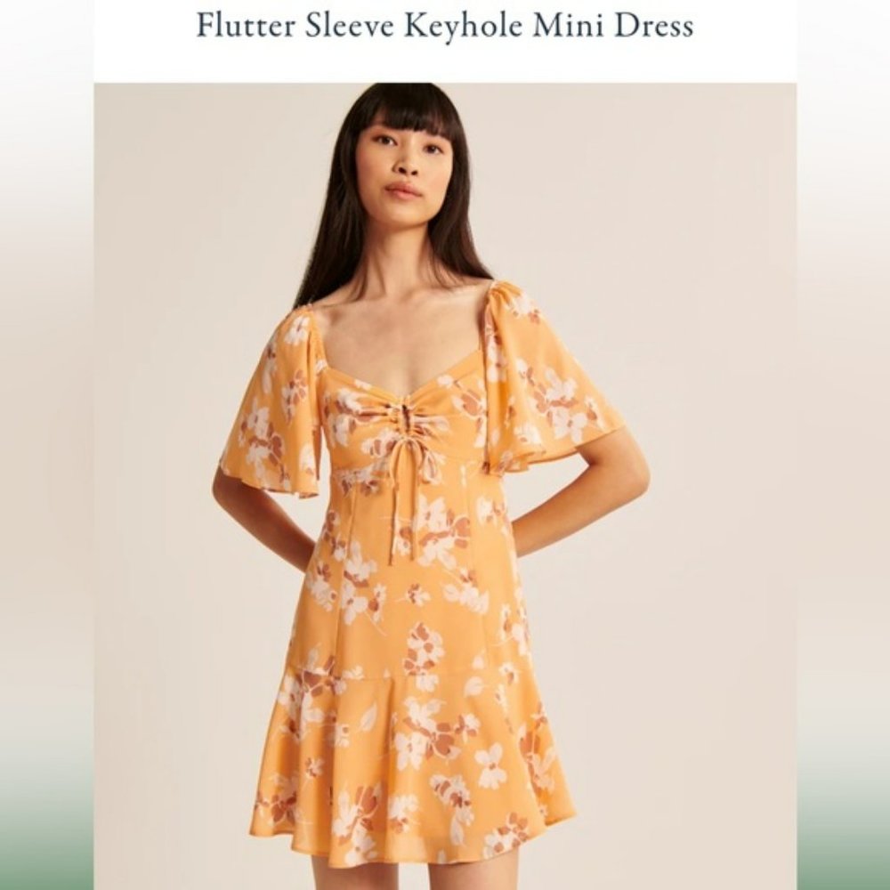 *NWT Abercrombie Flutter Sleeve Mini Keyhole Dress